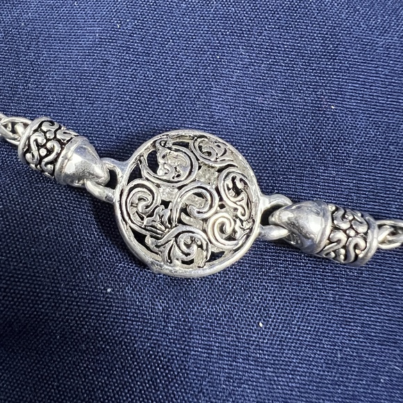 Silver Tone Station Necklace Filigree Versatile Long Chain Bohemian Vintage - Picture 2 of 3